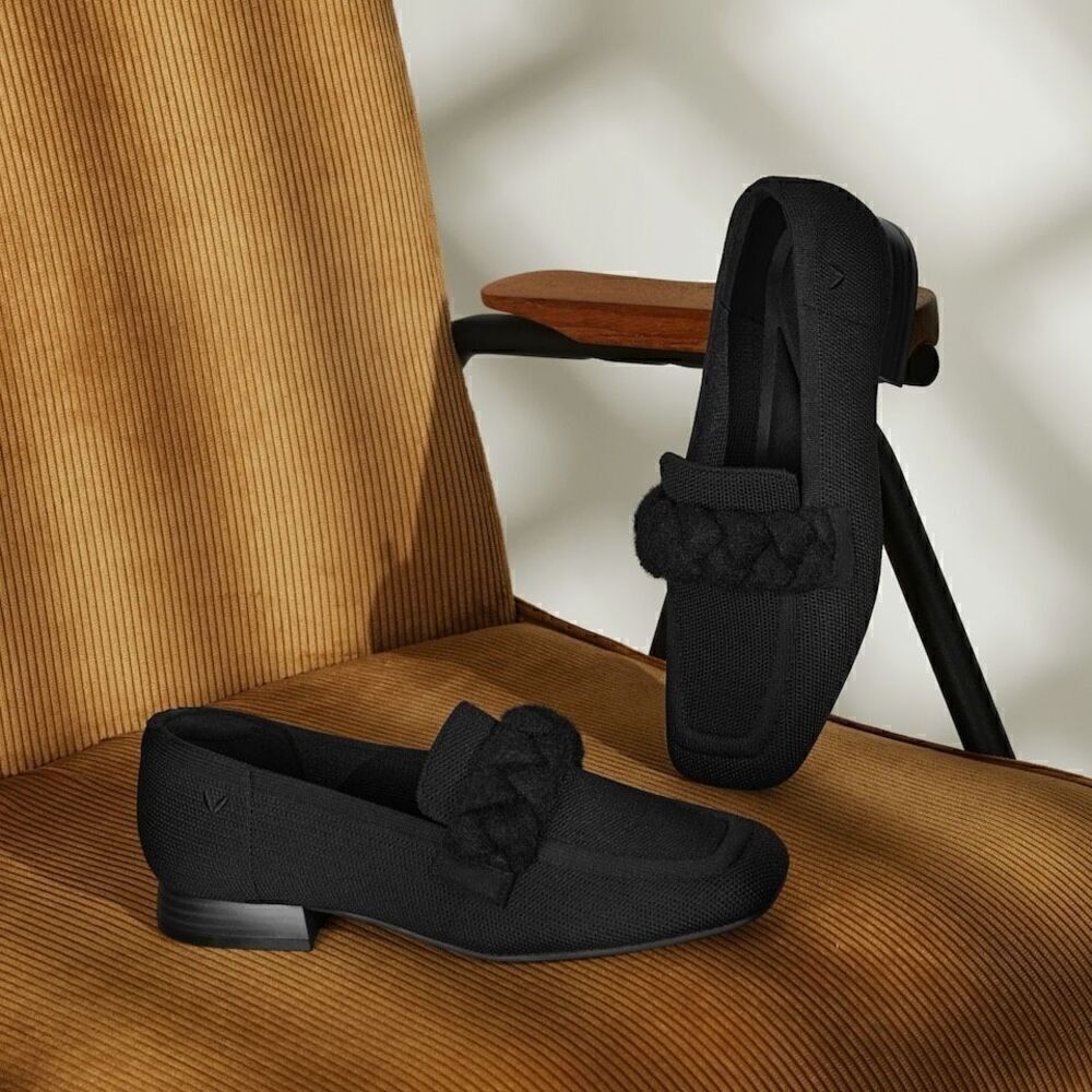 Vivaia Women’s Black Square-Toe Knot Caitlin 2.0 Vintage Loafers